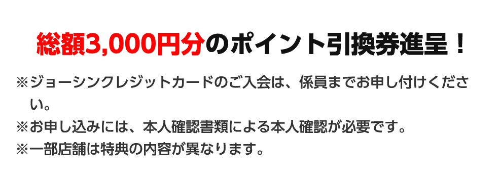 総額3,000円分のポイント引換券進呈！